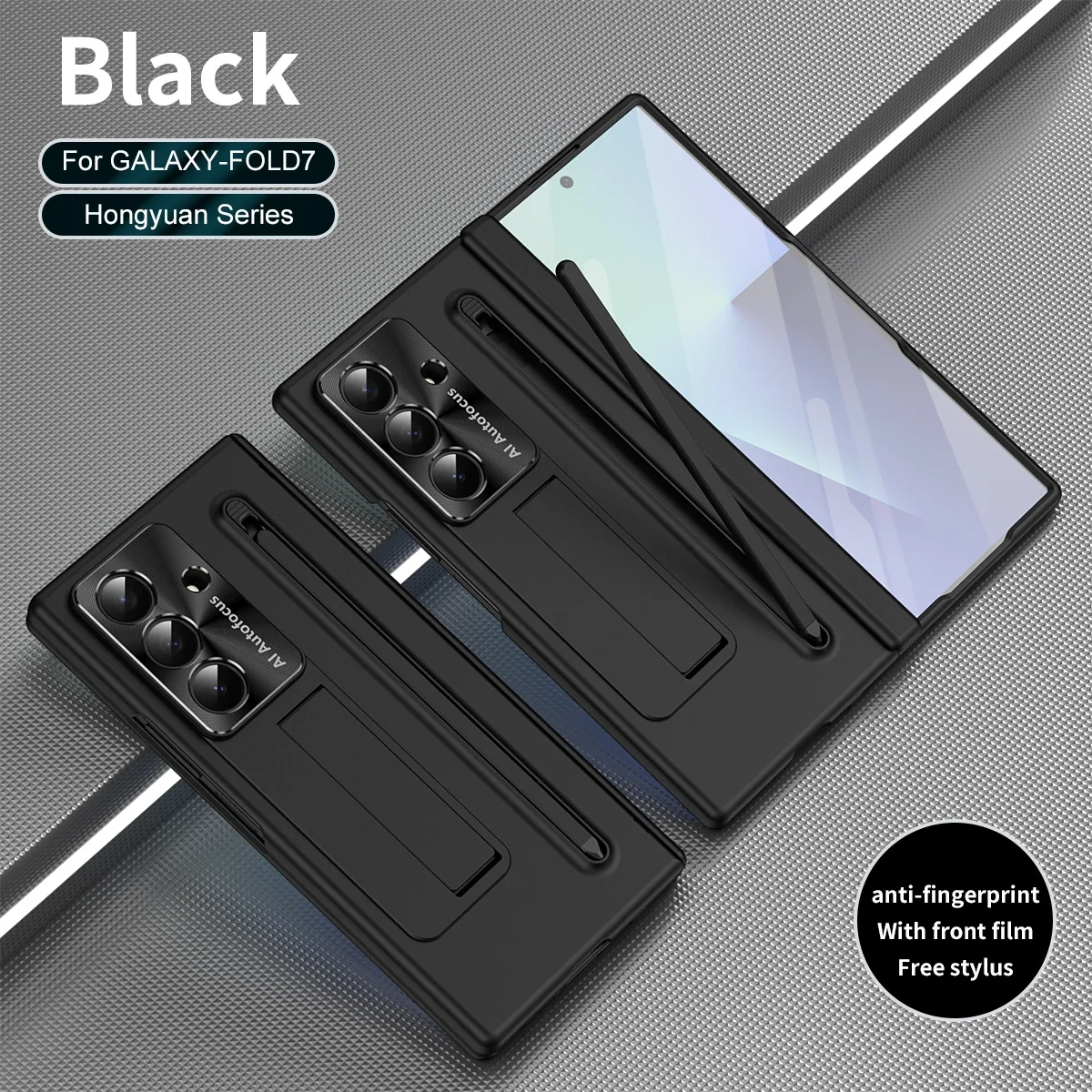 Elegant Fashion Bracket Phone Case with Front Protection Film and S Pen Holder