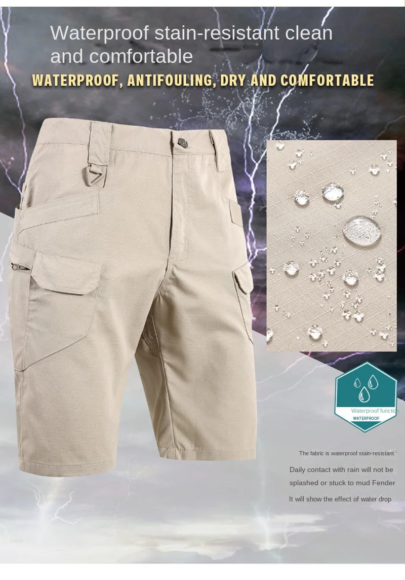 Moto POC Cycling Mountain Bike Shorts Men Downhill MTB Bicycle Motocross Fishing Summer Waterproof Short Pants Quick Dry Black