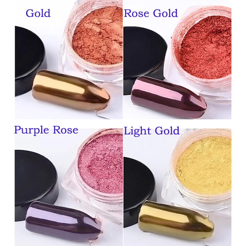 Magic Mirror Powder Gold Silver Chrome Nail Glitter Metallic Rubbing Dust  Gel Polish Pigment Shiny Metal DIY Manicure Decoration