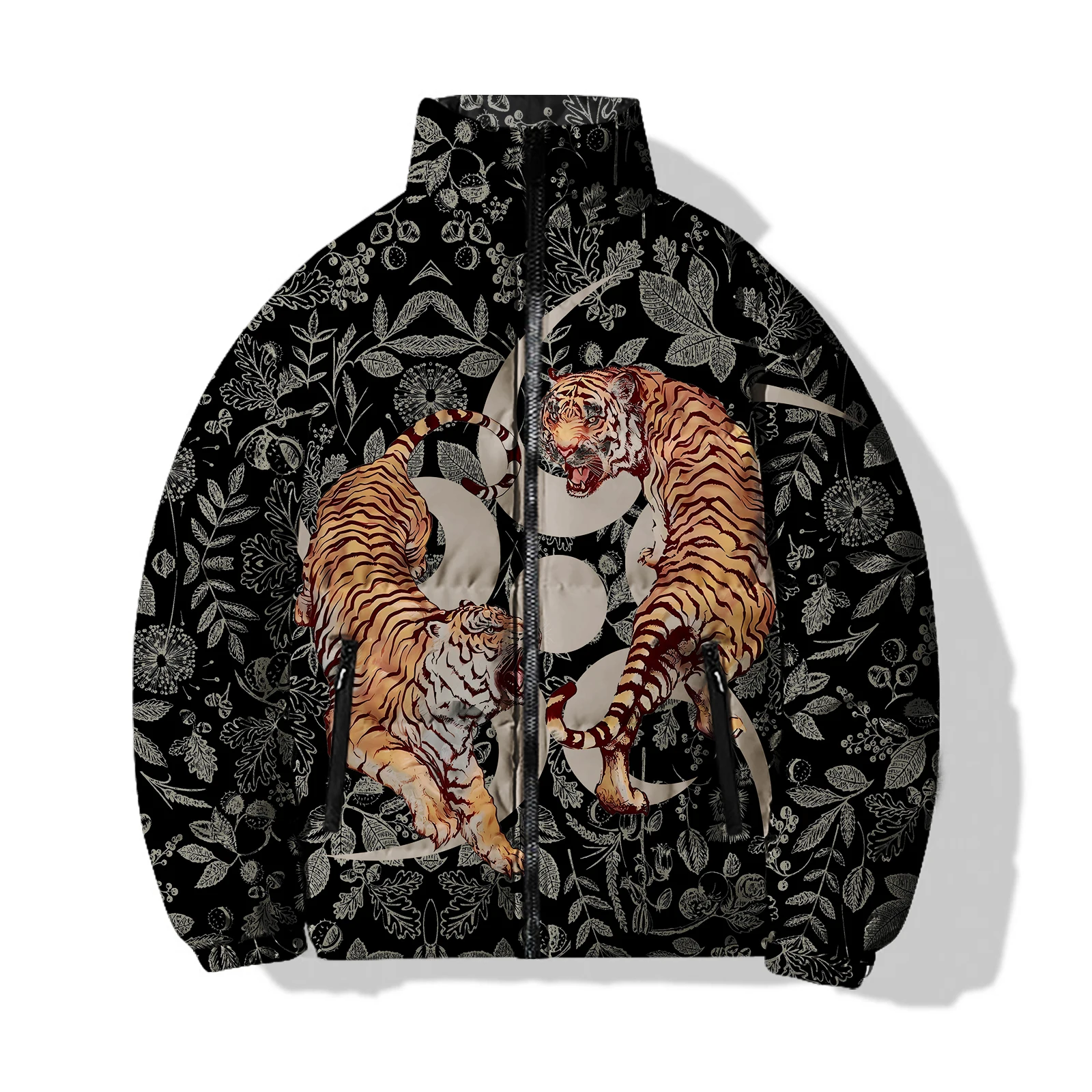 thumbnail image 1 of Chaquetas con estampado de tigre para hombre, parkas modernas y versátiles para hombre, parkas con estampado animal de moda, abrigos de invierno para hombre cómodos y cálidos, 1 of 4