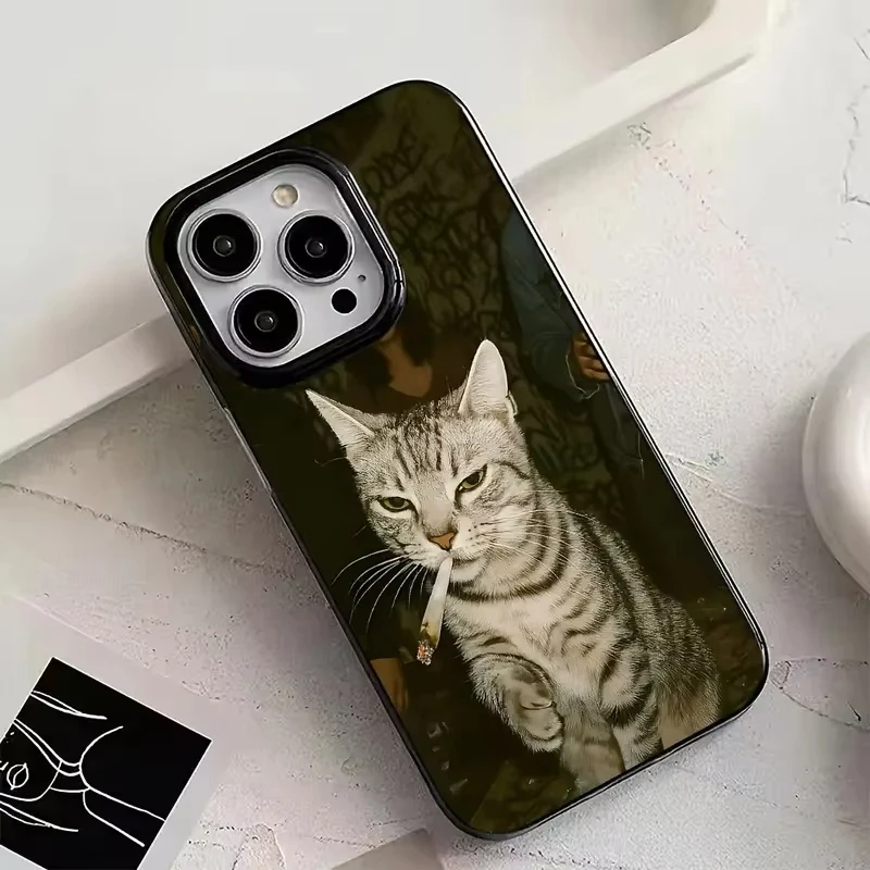 Chic Cat Smoking Design Phone Case Cover