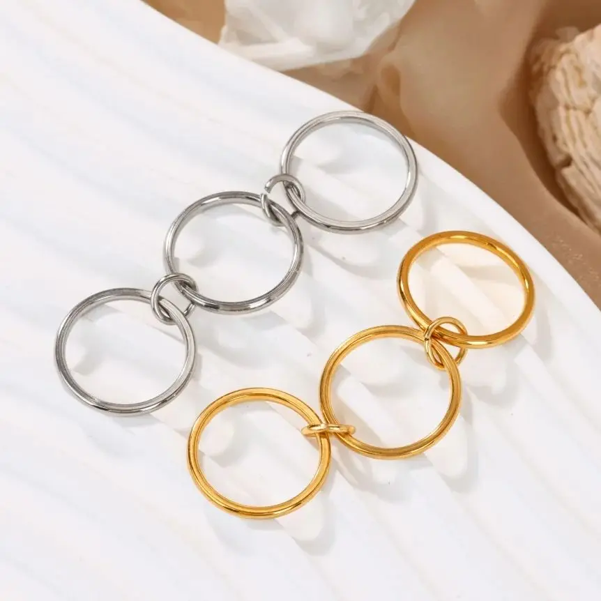 Three Fingers Chain Shape Variable Hiphop Rings Stainless Steel Women Men