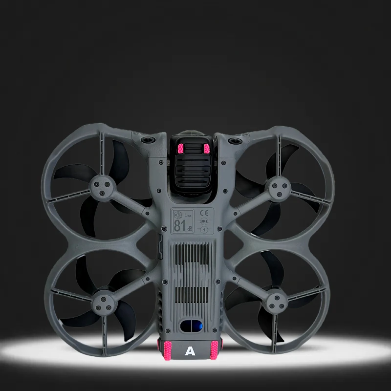 Détail des autocollants de protection pour batterie DJI AVATA 360, motif abstrait bleu, texture mate.