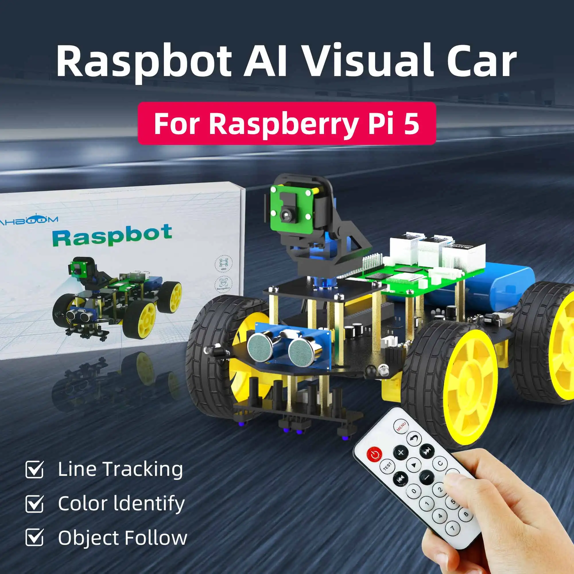 Raspbot-4WD-Smart-Car-AI-Vision-Robot-Learning-Kit-For-Raspberry-Pi-5 ...