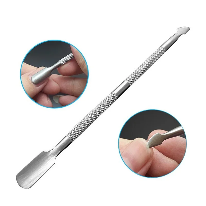 1pcs Nail Art Cuticle Spoon Pusher Stainless Steel Remover Trimmer Manicure Set Tool Double Side Push Pedicure