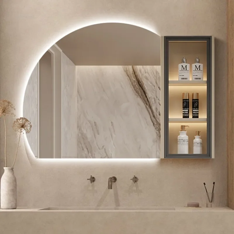 Luxury Bathroom Smart Side Cabinets with Light Mirror Cabinet Combination Bathroom Furniture Wall-mounted Mirror Cabinet Set