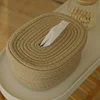 1pc Cotton Rope Tissue Box, Oval Storage Box With Lid, Wipes Paper Storage Case, Mask Storage Basket Suitable For Bedroom Living 5