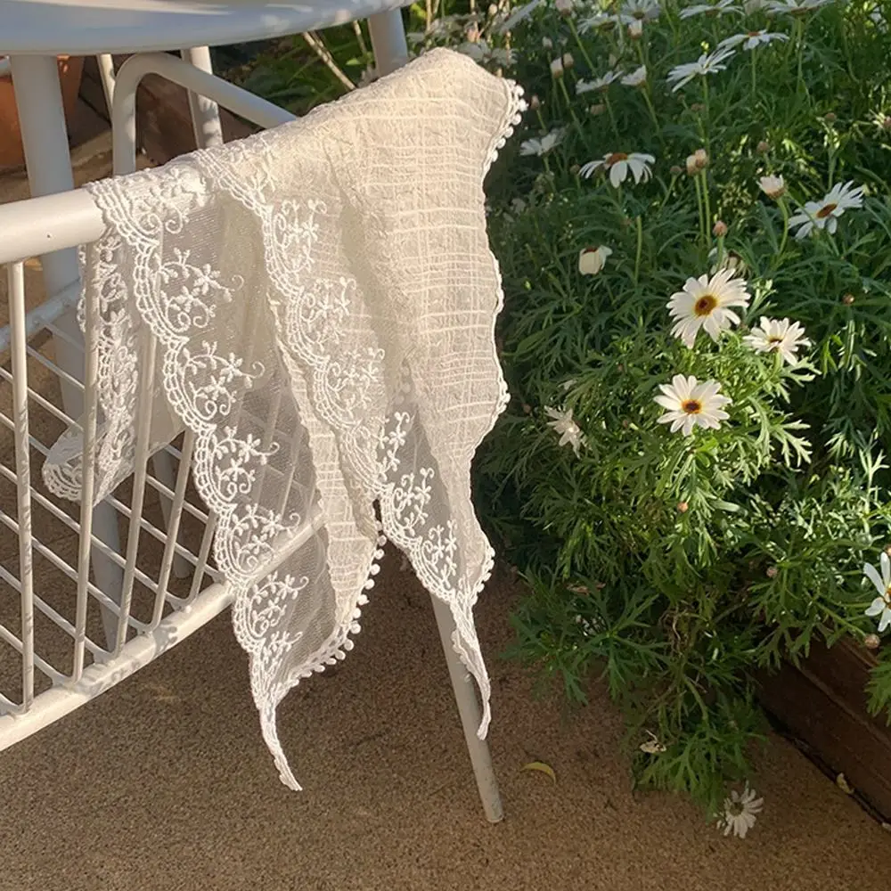 Sweet Triangular Lace Hair Scarf Photo Hair Accessories Headscarf French Pastoral Style Headband Turban Women Girls