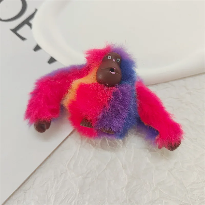 Plush Brown Gibbon Gorilla Keychain Pendant - Cute Stuffed Decoration