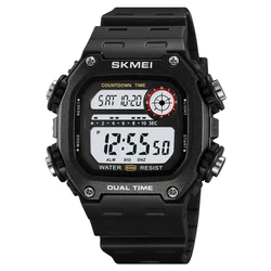 Unisex SKMEI Sport Waterproof Digital Wristwatch with Stopwatch and Alarm (Black white)