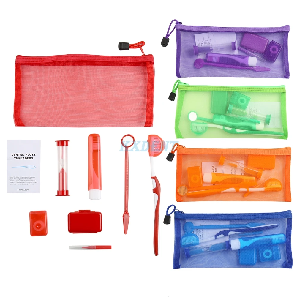 

8pcs/Set Dental Orthodontic Toothbrush Travel Kit Toothbrush Ties Brush Floss Oral Care Kit Cleaning Braces Dentistry Lab Tools