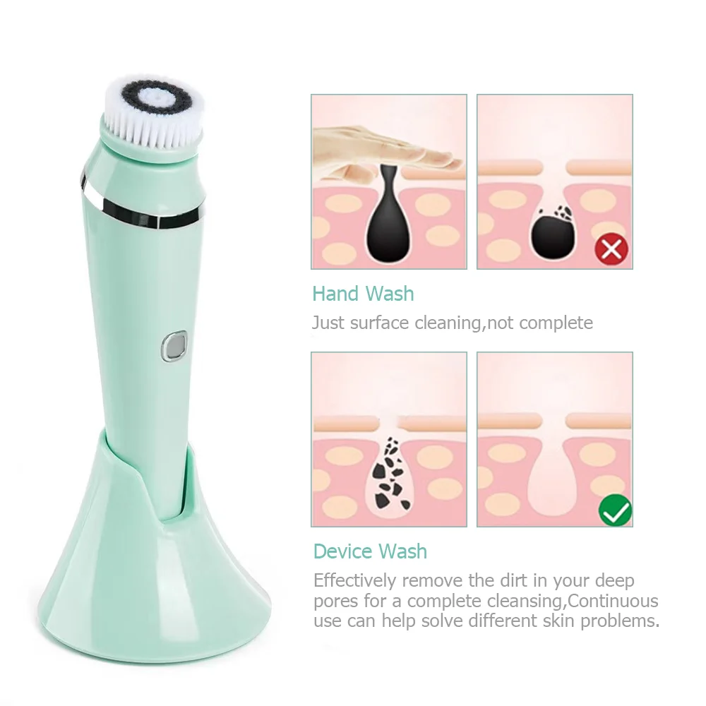 4 in 1 Electric Facial Cleanser Massage Wash Auto Rotating Face Cleansing Machine Waterproof Removal Pore Blackhead Exfoliator china moving head led dmx light 7x40w rgbw 4in1 rotating dj wash beam bee eyes effect for disco bar nightclub concert activities
