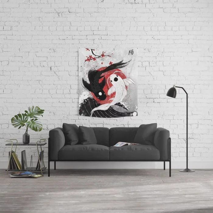 Koi-Fish-Yin-Yang-Wall-Tapestry-Wall-Decor-Bedspread-Coverlet-Curtain-Towel-Sheet-Throw-Personalized-Comfort.jpg Koi Halak Yin Yang Fali Gobelin Dekoráció Ágytakaró Lefedettség Függöny Törülköző Lapja Személyre Szabott Kényelmi Kárpitok Dobása - Image 2