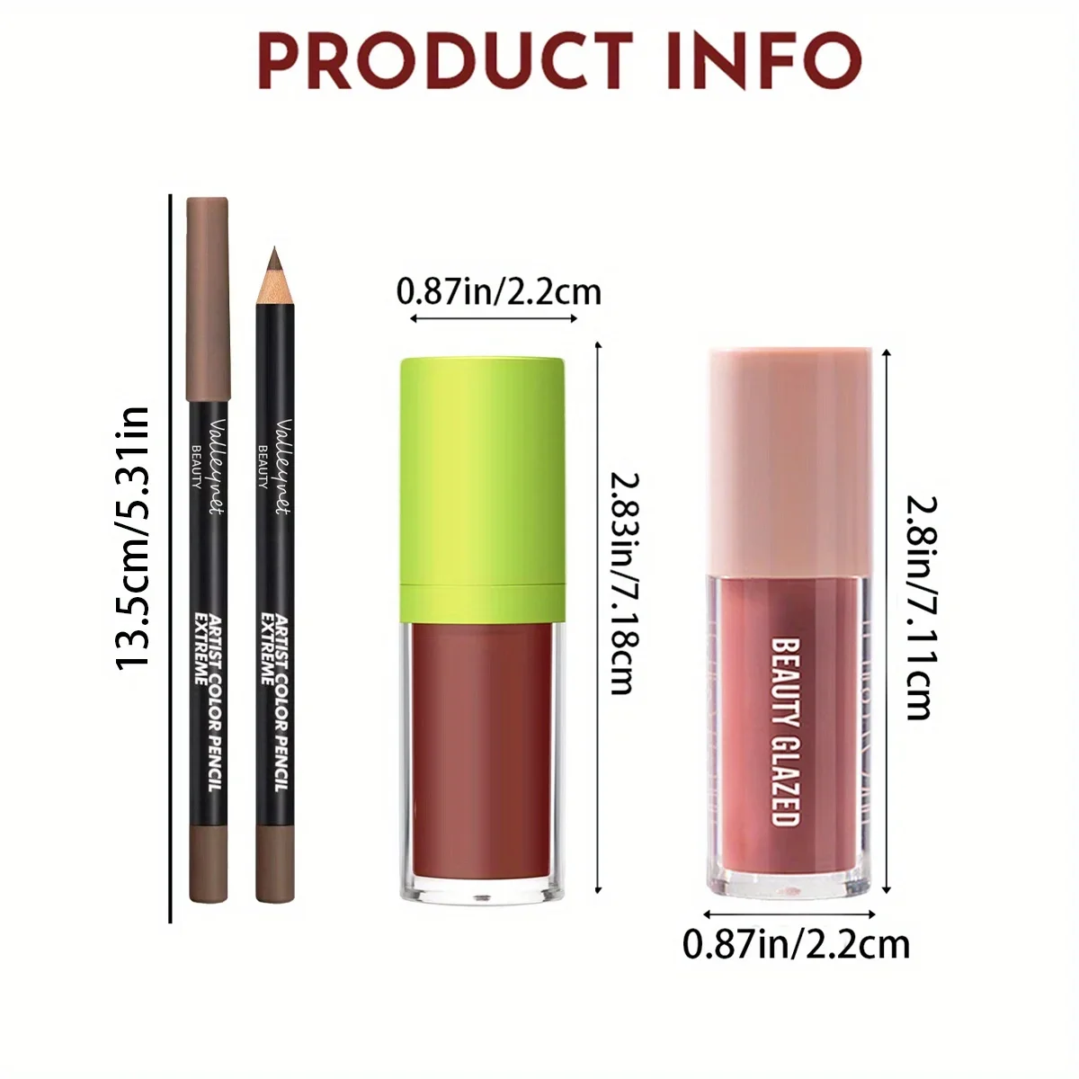 3Pcs/Set Nude Lip Glaze + Lip Liner Set, Long-lasting Waterproof And Easy To Apply Lip Combo Natural Daily Makeup Look._voghion.com