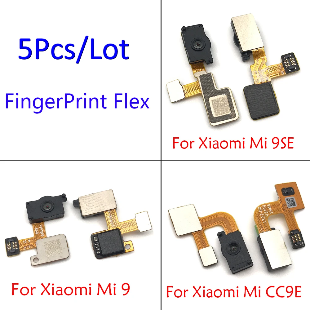 

5Pcs，New Fingerprint Ribbon Touch ID Sensor Home Menu Button Flex CableFor Xiaomi Mi9 Mi 9 Se 9Se / Mi A3 CC 9E CC9e Home Button
