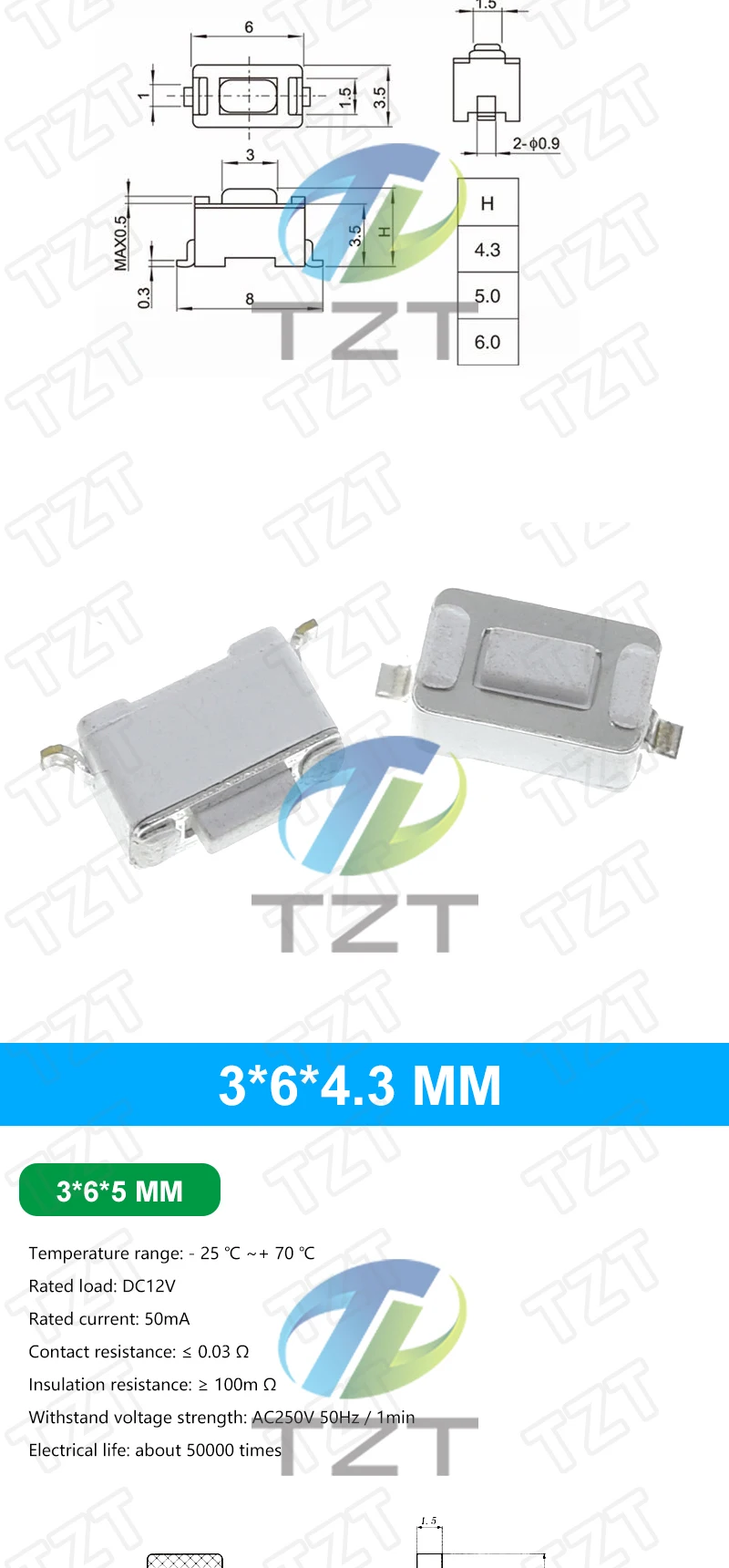 10PCS 3*6 3*4 4*4 SMD Tactile Tact Push Button Schalter 2Pin 4Pin Touch Micro Schalter 3x4x2 3x6x4,3 3x6x2,5 3x6x5 4x4x1,5 4*4*2,5 – Detail 7