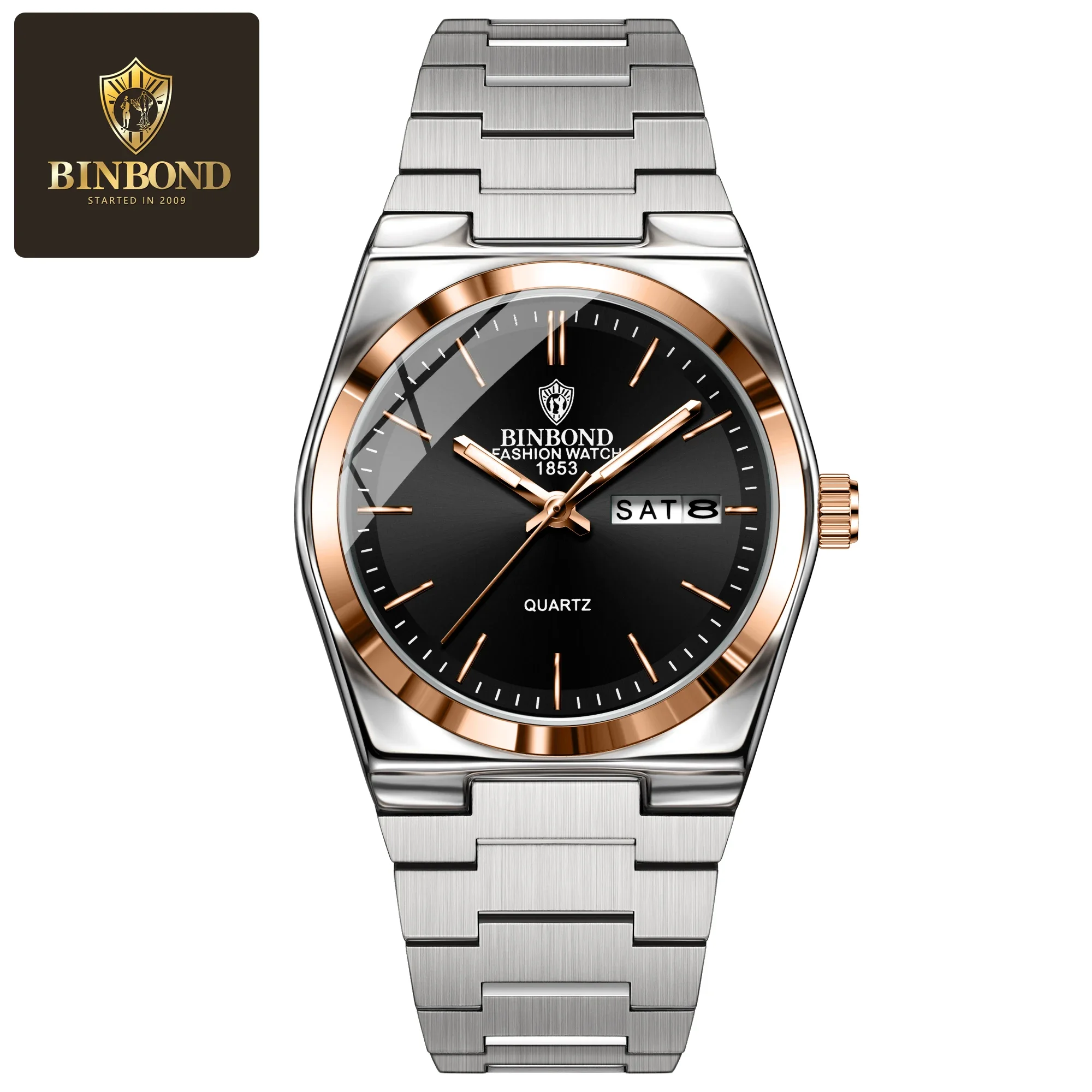 Elegant Women's Stainless Steel Waterproof Quartz Watch with Luminous Hands and Calendar