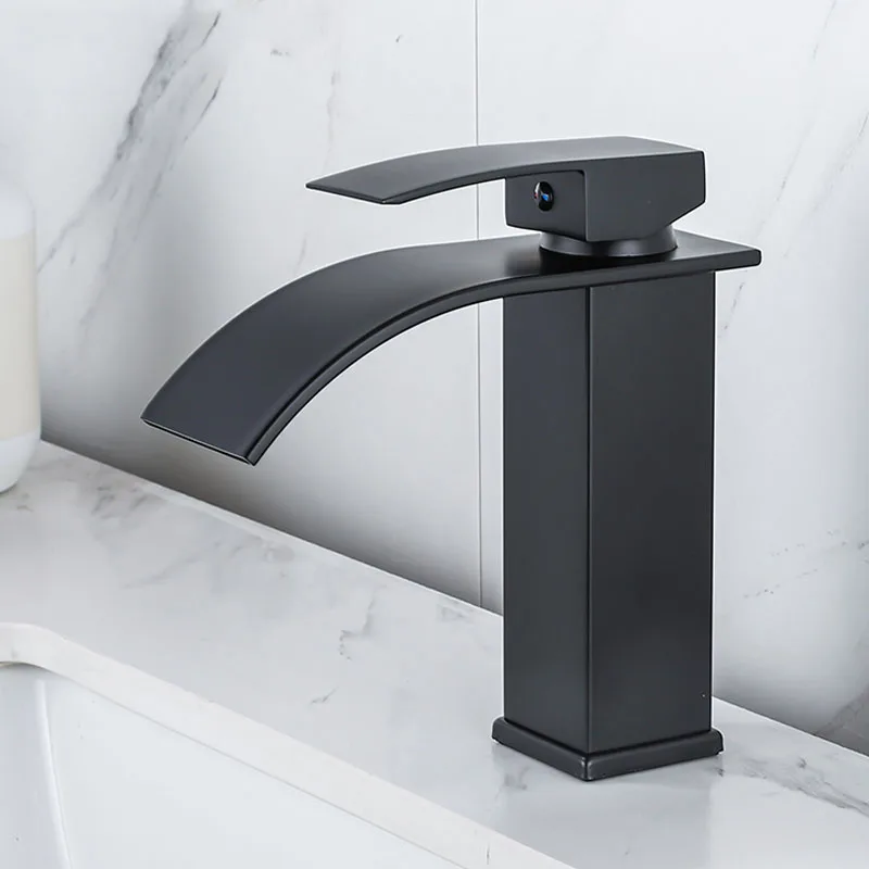 

Handle Luxury Faucet Waterfall Bathroom Mixer Sink Kitchen Water Tap Wash Portable Toilet Vanity Filter Robinet Home Improvement