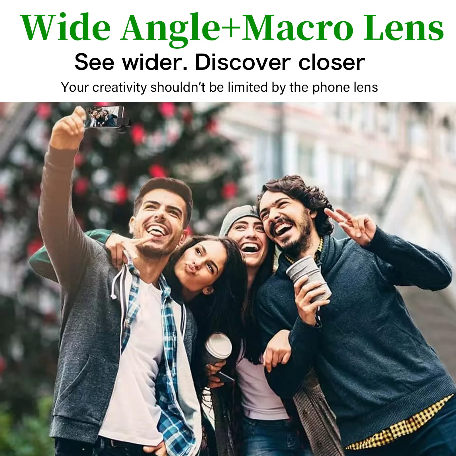 Obiettivo per cellulare a 2 funzioni: grandangolo 0.45X e macro 12.5X HD, universale per iPhone e telefoni Android - immagine 6