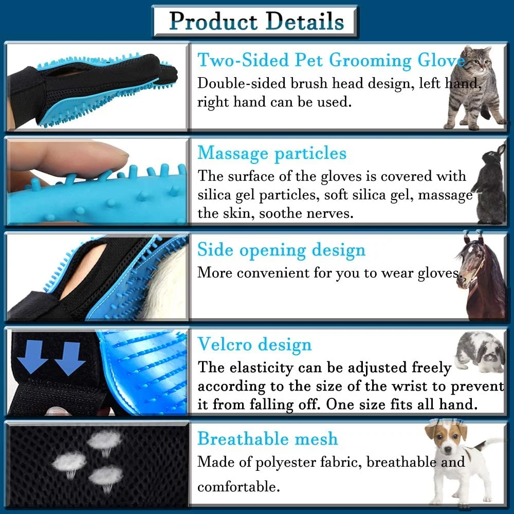 Silicone Pet Bathing Glove Hair Remover Brush Cat and Dog Pet Grooming Glove