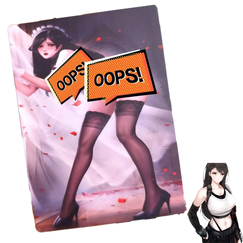 

Single Sheet ACG Flash Card Final Fantasy Tifa Lockhart Game Collection Card Sexy Hottie Black Silk High Heel Anime Peripheral