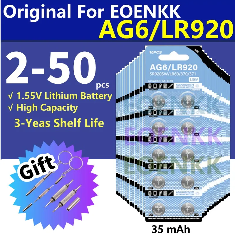 2-50PCS AG6 32mAh LR921 Button Pilas Batteries SR920SW LR920 LR69 171 ...
