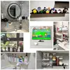 Bath Storage Rack Wall Shelves Floating Matt Black Bathroom Kitchen Mirror Metal Shower Organizer Home Accessories No Drill 2