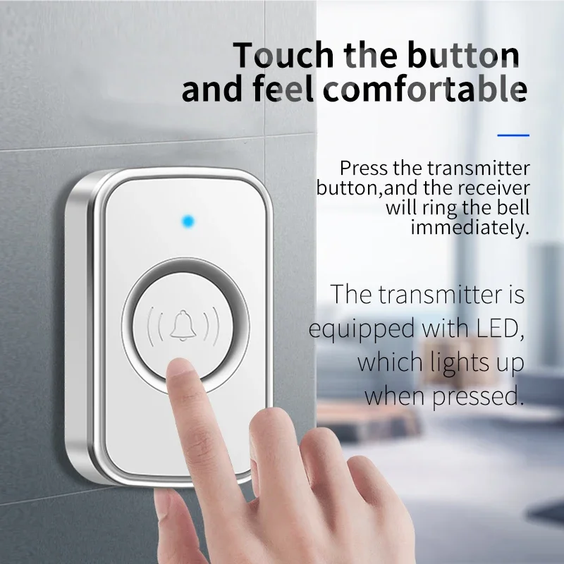 Wireless Doorbell Home DC Battery-Operated Waterproof Intelligent 300 Meter Remote Control 60 Ringtones Outdoor Call Bell