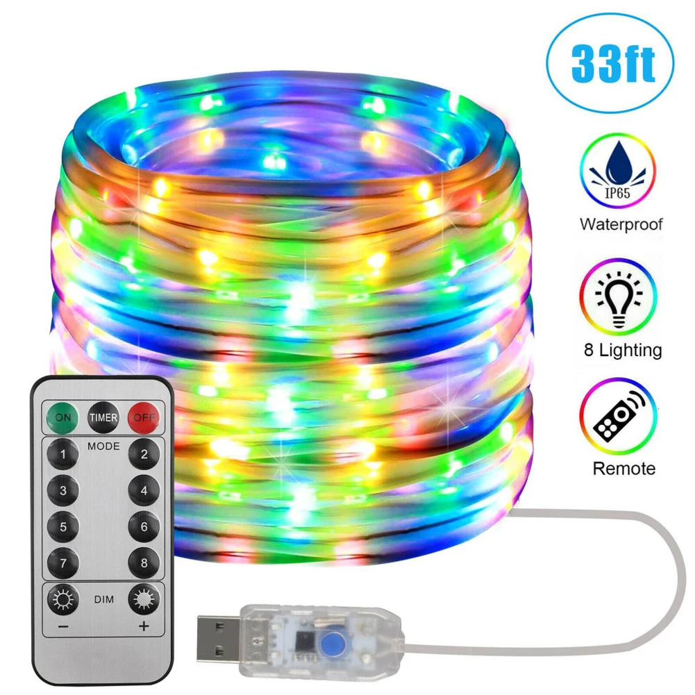 LED String Lights 8 Lighting Modes Remote Control 16FT 50LED/32.8FT 120LED/65.6FT 200LED For Bedroom Party Wedding Christmas tronsmart bang se bluetooth party speaker 3 lighting modes 24 hours of playtime ipx6 waterproof black