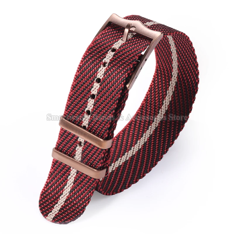 Nylon Canvas Striped Braided Watch Strap - Military Sport Style, 20mm & 22mm