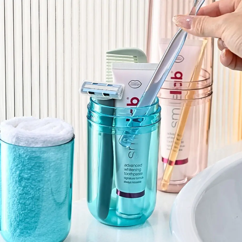 Portable Brushing Cup Toothbrush Storage Case Transparent Toothpaste Box Storage Cup Bathroom Accessories