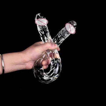 44cm Soft Jelly Dildo Double Long Realistic Cock Lesbian Vaginal Anal Plug Flexible Fake Penis For Women Dildos Sex Toys 6