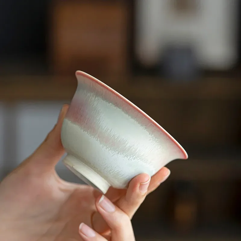 Kiln Change Pink Gaiwan For Tea Porcelain Chinese Jingdezhen Tureen Teaware Set Tea Bowl Kung Fu Chawan Cups Lily