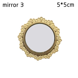 Vintage Golden Frame Miniature Oil Painting Dollhouse Ornament Retro Mirror Toy Accessory (Mirror 3)