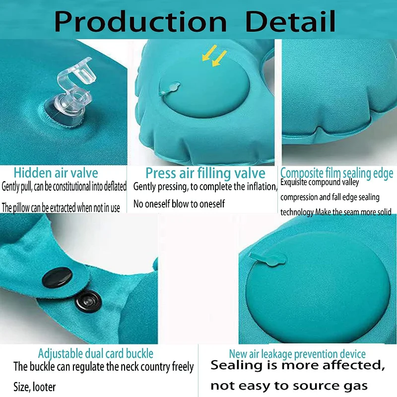 1pc Travel Pillows Airplanes Inflatable Super Light Portable Neck Pillow U-Shape Automatic Inflatable Cervical Vertebr Pillow Kitchen