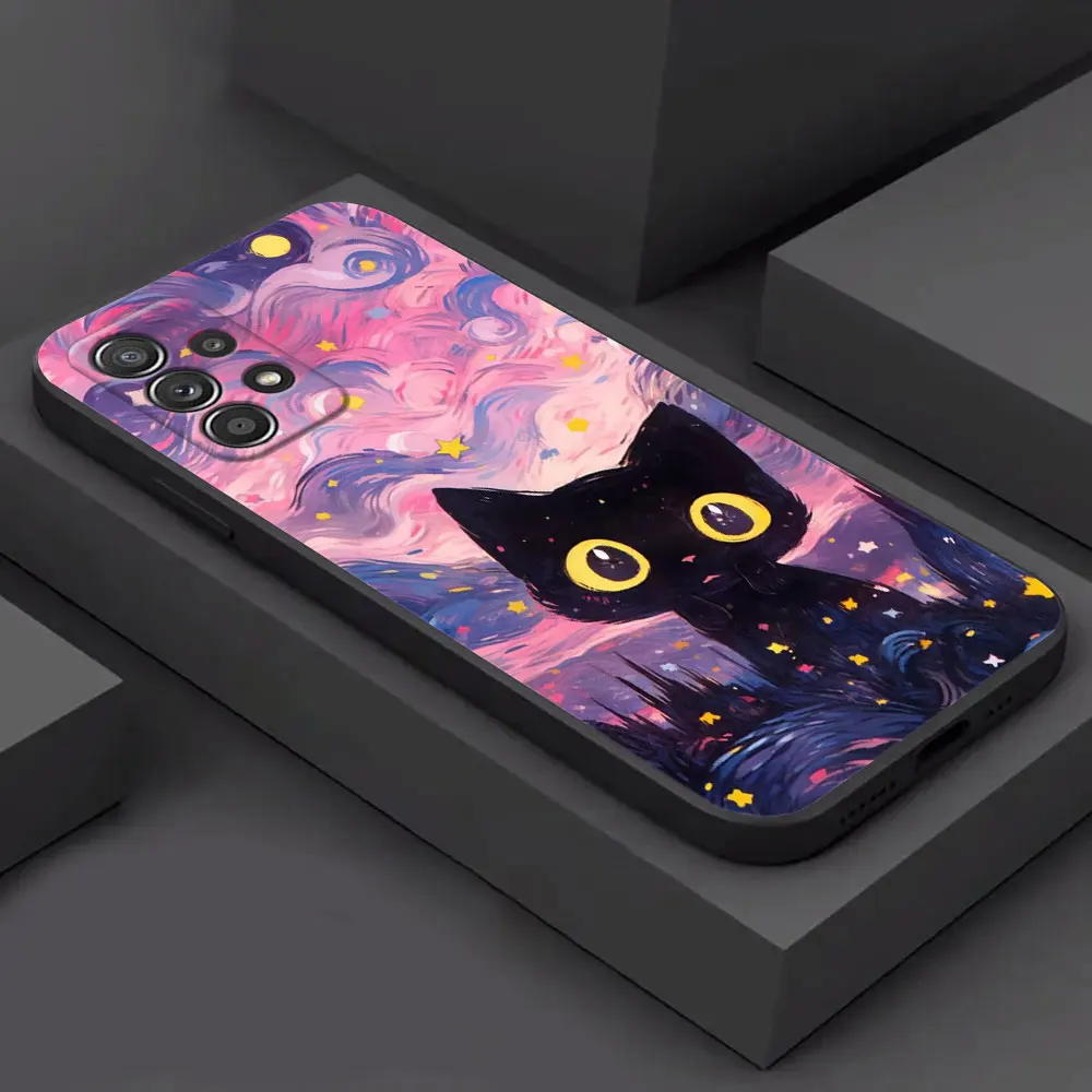Van Gogh Starry Night Cat Soft Phone Case Cover