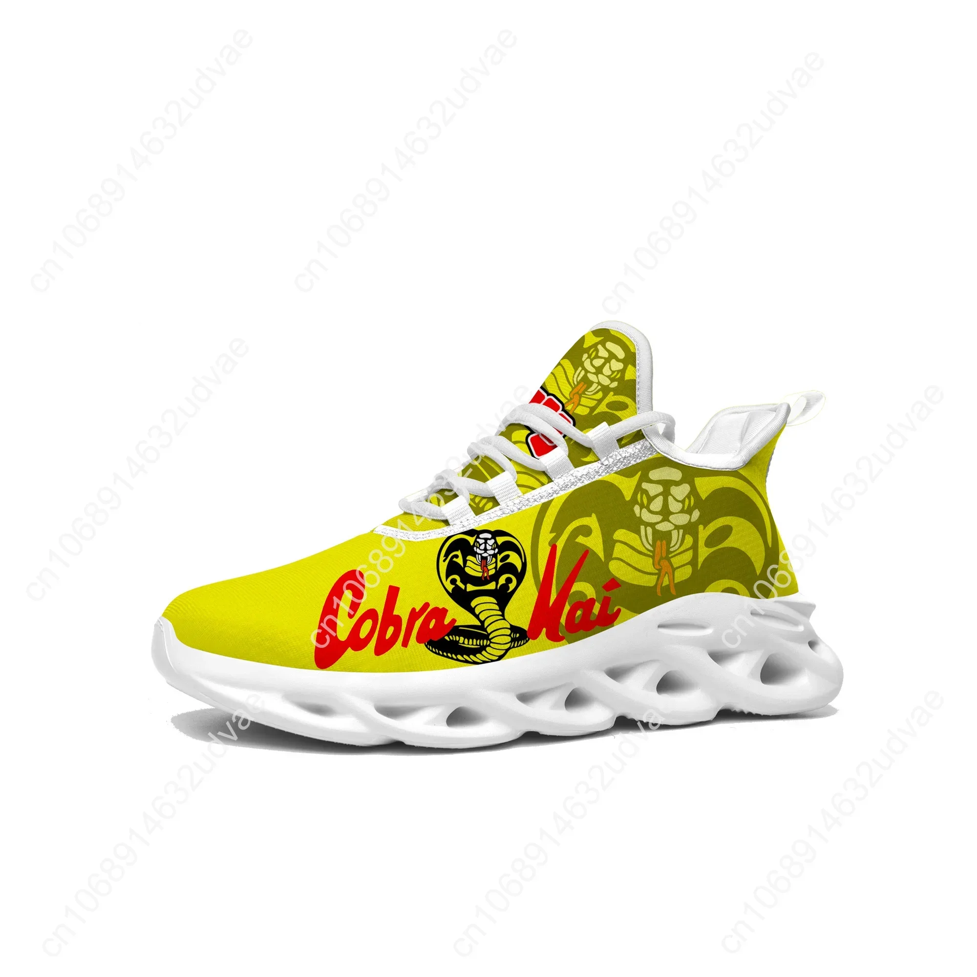 Cobra Kai No Mercy Snake Flats Sneakers Mens Womens Sports Running Shoes High Quality Sneaker Customized Made Shoe