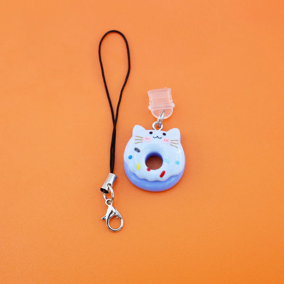 Handy-Staubschutz: Niedlicher Donut-Katzen-Panda-Anhänger – Handy-Zubehör-Dekoration für iPhone und USB-C-Anschlüsse, verhindert Verlust, mit Lanyard – Detail 9