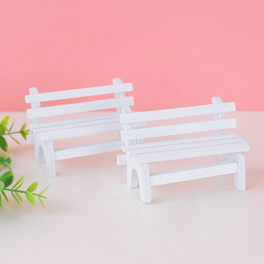 【Wireless】 3 PCS Small Wooden Chair Banc Bench Chairs Garden Model Maniature Mini Decorate Benches