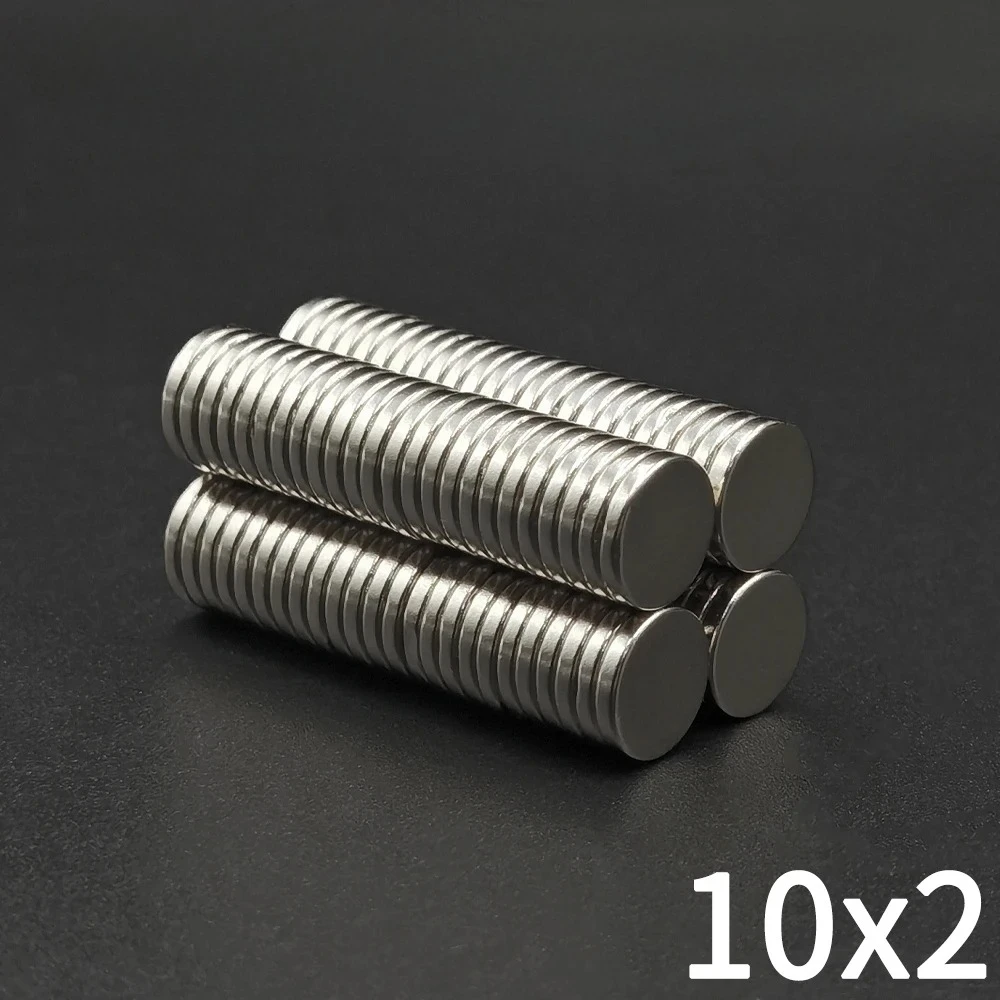 10/20/50 peças 10x2 ímã super forte 10mm x 2mm ímã magnético redondo disco poderoso 10*2 para geladeira, diy, construção, ciência