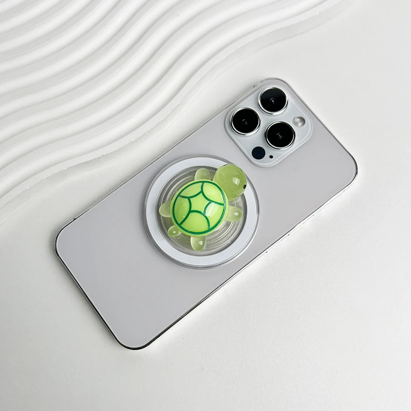 1PC Glow-in-the-Dark Schildkröte Telefon Halter Mini Harz Schildkröte Für Magsafe IPhone Mac Samsung Sicher ring Finger Expanding Stand – Detail 9