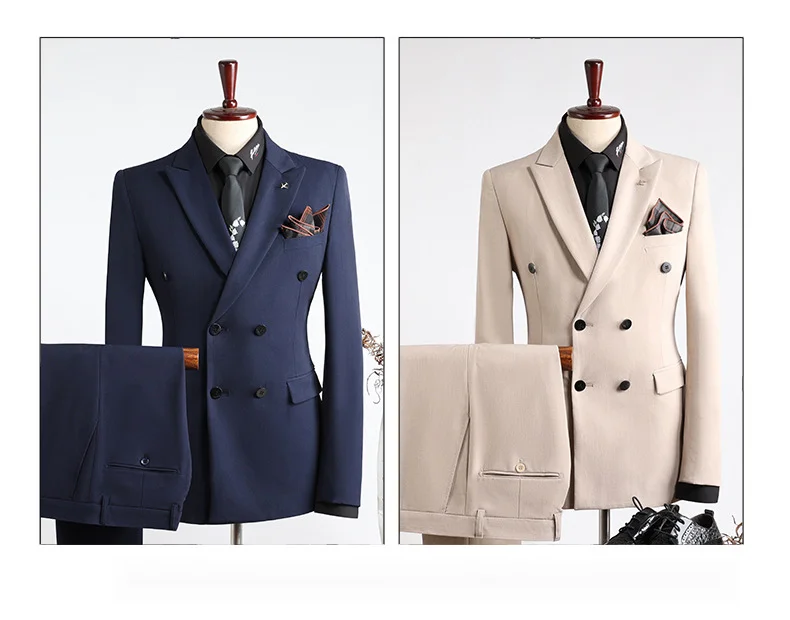 Costume homme Double rangée homme, tenue formelle affaires, loisirs, mode, version coréenne, coupe slim, grande taille,_voghion.com