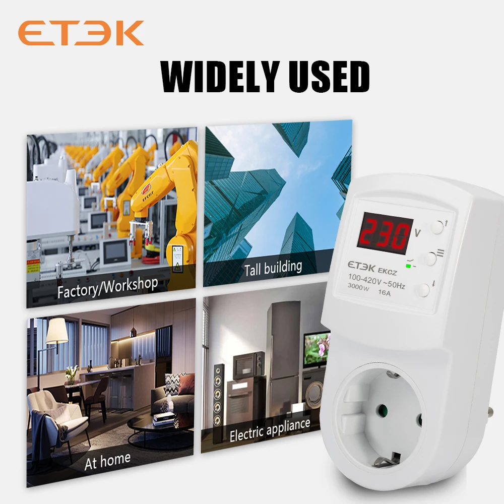Advanced Overvoltage Protection Relay (16A, AC 140-300V) - Multifunctional Electronic Plug and Socket