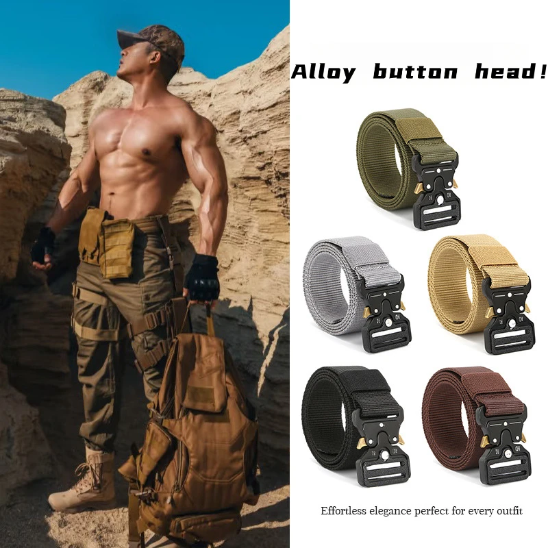 Men's Durable Tactical Belt with Alloy Buckle