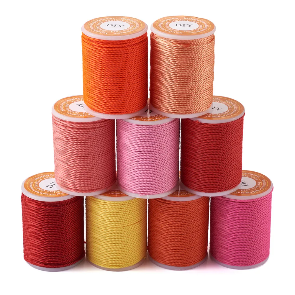 9 Rolls/Set 1mm Waxed Polyester Cord Twisted Cord Mixed Color about 11m/Roll for DIY Jewelry Making Bracelets Necklaces