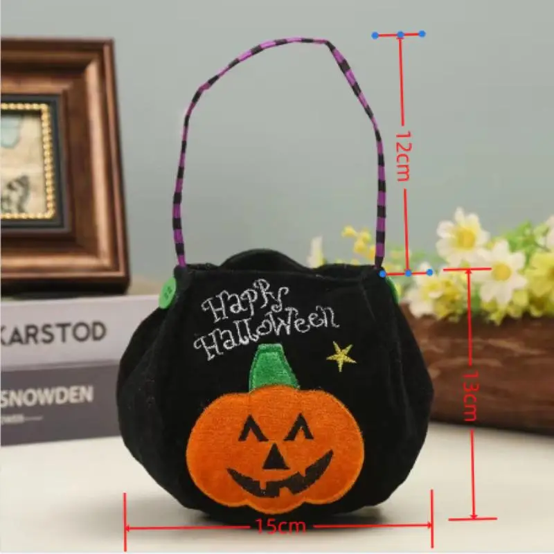 Halloween Pumpkin Candy Bags Decoration Props Portable Trick Or Treat Holder Handbag Basket Party Favor Holders For Children