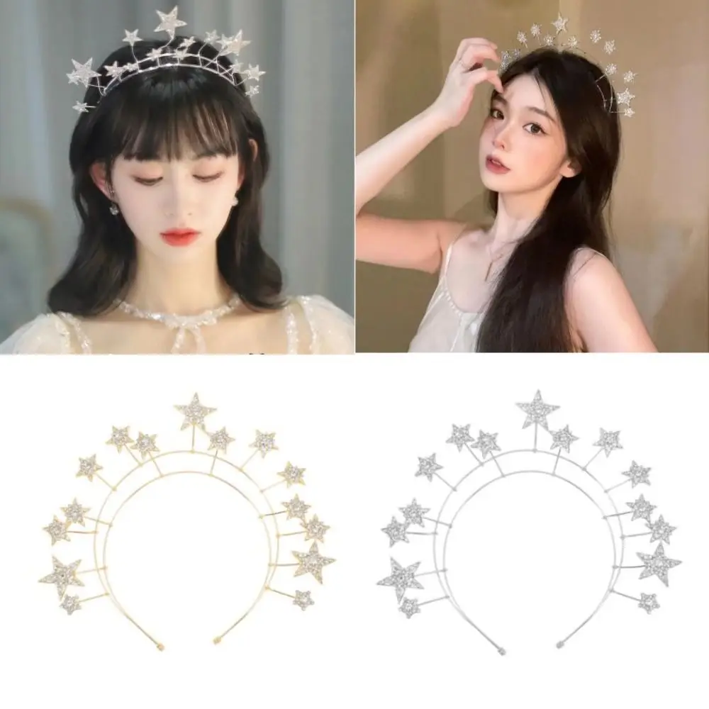 

Bride Headdress Star Headpieces Headwear Bridal Hair Decor Rhinestone Hairband Wedding Headband Rhinestone Hair Hoop Women