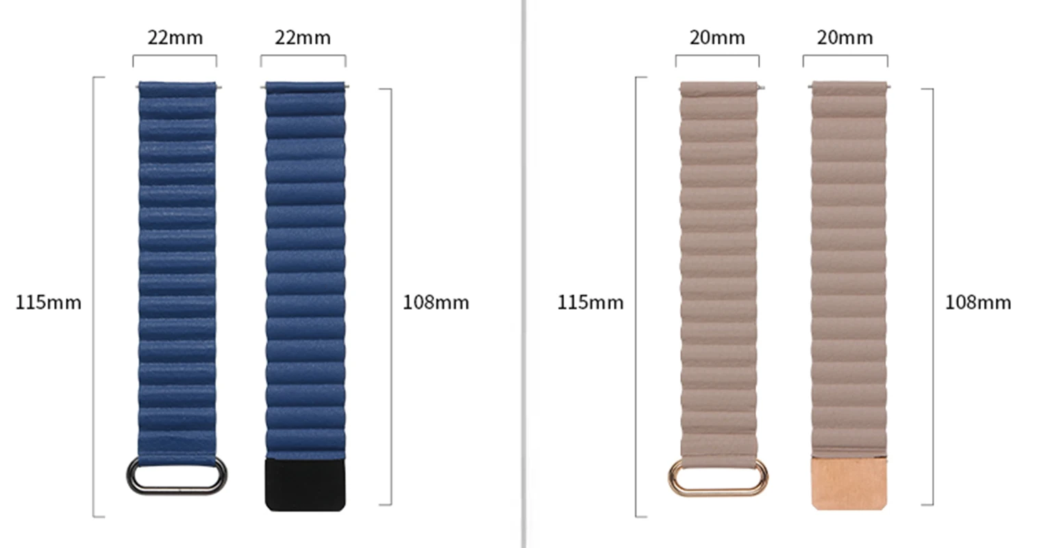 Magnetic Leather Wrist Strap with 20-22mm Width - Elegant and Versatile Bracelet Band