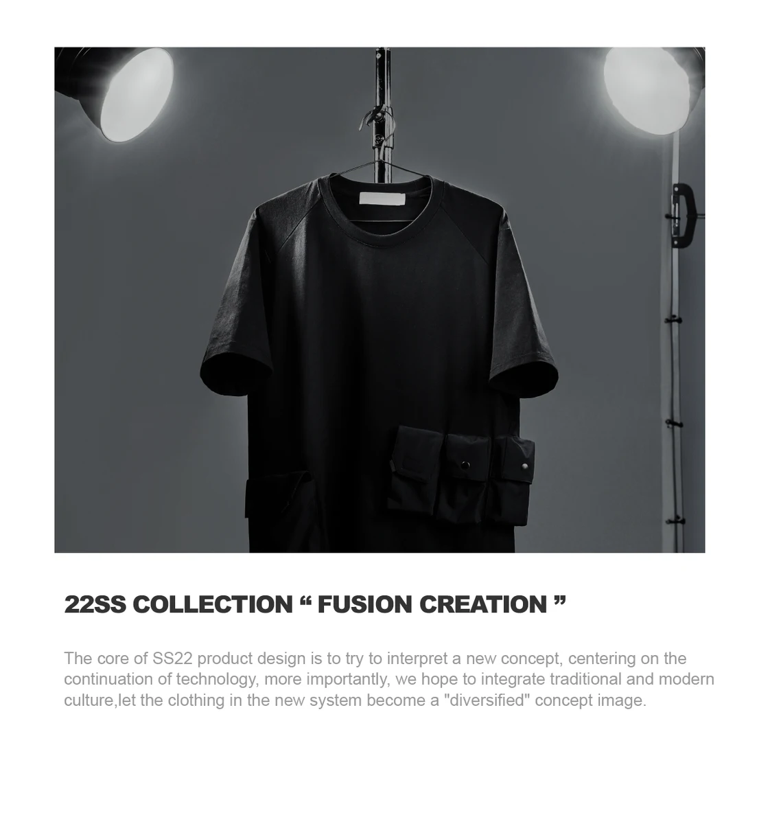 Reindee Lusion 22ss Outdoor asymmetrical 3d pockets cotton t-shirt techwear aesthetic warcore