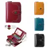 Women Vintage Oil Wax Leather Short Wallet Zipper Small Coin Pouch Two-fold Hasp Mini Purse Card Holder Ladies Fashion Clutch 1